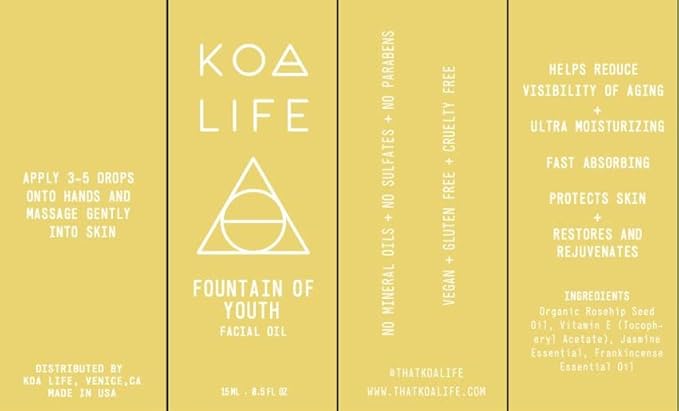 KOA LIFE Anti-Aging Set - Anti-Aging Facial Oil, Deep Hydration, Rosehip Oil, Gua Sha Massage Stone, Organic Ingredients, Allergen Free - 0.5 Oz