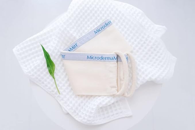 MicrodermaMitt Deep Exfoliating Back Scrubber for Bath & Shower - Dead & Dry Skin Remover - Double-Sided Exfoliator - Body Wash Cloth for Men & Women