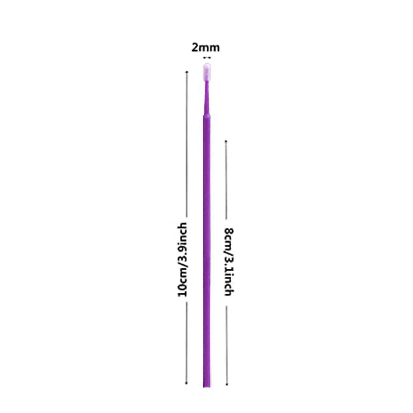 600PCS Microswabs for Eyelash Extensions,Micro Applicators Brush for Cleaning and Applying Make-up Purple (Head Diameter: 2.0mm)