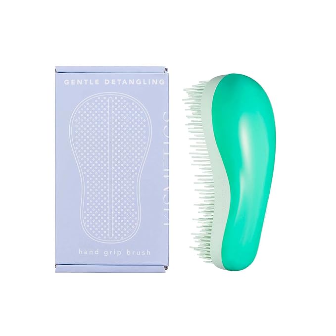 Hand Grip Brush, Gentle Detangling, Detangler Hair Brush for All Hair Types. For use on Wet or Dry Hair (Aqua)