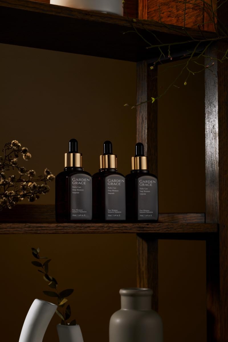 GARDENGRACE (Korean Skincare) Hydra Care Deep Moisture Ampoule(serum) 50ml, 1.69 fl.oz, Rich Natural Korean Skincare for an Even Skin Tone. Aloe vera leaf water instead of purified water(70.26%)