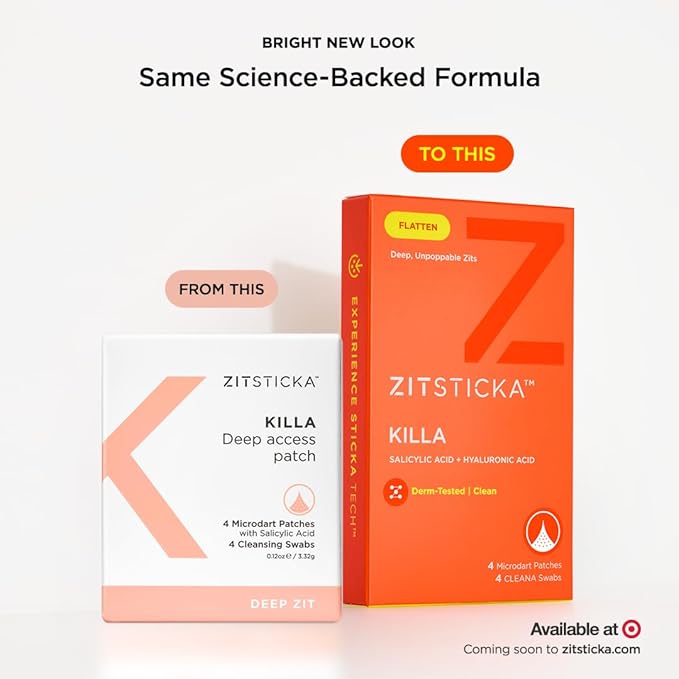 ZitSticka Killa Acne Patches for Face - World's Most Potent Pimple Patch with Fast-Acting Microdarts - Starts Working within 2 Hours for Deep, Early-Stage Zits and Blemish - 4 Count