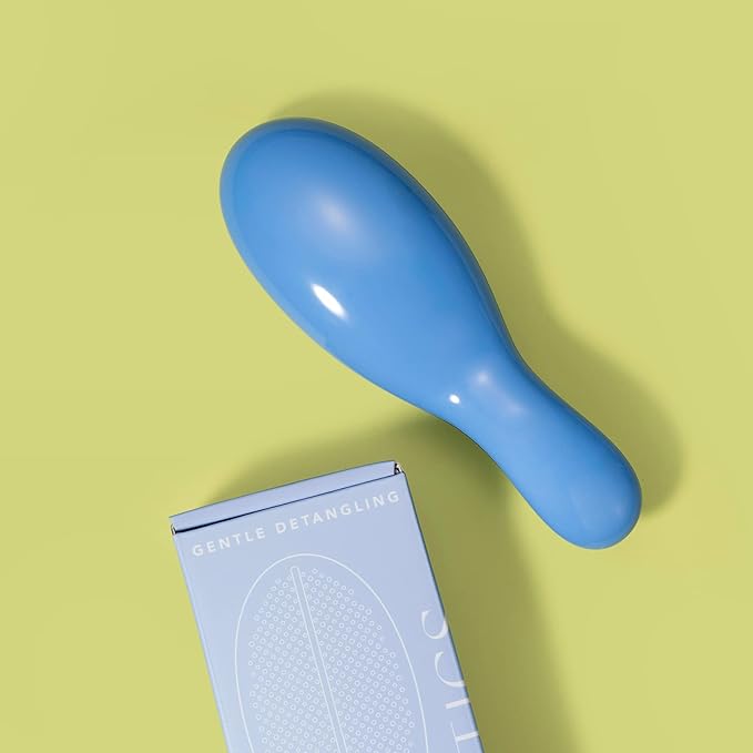 Supreme Brush + Cleaner, Gentle Detangling, Detangler Hair Brush for All Hair Types. For use on Wet or Dry Hair (Blue)