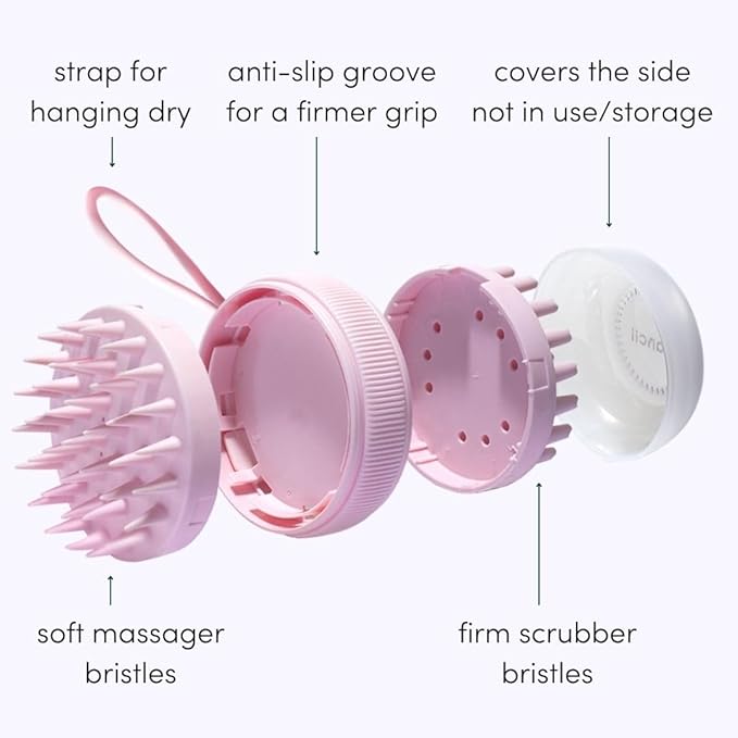 Fancii Hair Scalp Massager, Shampoo Brush for Wet & Dry Hair, Scalp Scrubber Exfoliator for Dandruff Removal & Hair Growth. Shower Head Brush for All Hair Types, Soft Silicone (Pink)