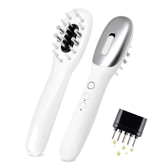 3-in-1 Hair Oil Applicator for Scalp with No-Drip Dispenser, Portable Hair Brush, Wireless Electric Scalp Massager for Travel and Home Use
