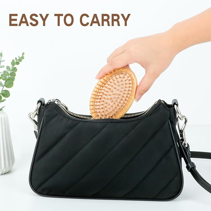 Bamboo Brush for Hair Growth(No Handle Design) Combetter, Natural Wood Brush, Mini Hair Scalp Massager Bamboo Bristles Detangling Hairbrush for Women, Men &Kids