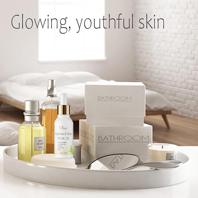 Deluvia Hydrate & Glow Facial Oil, Essential Oils for Dry Skin, Good for Sensitive Skin, Deep Moisturizer, Skin Care by Deluvia