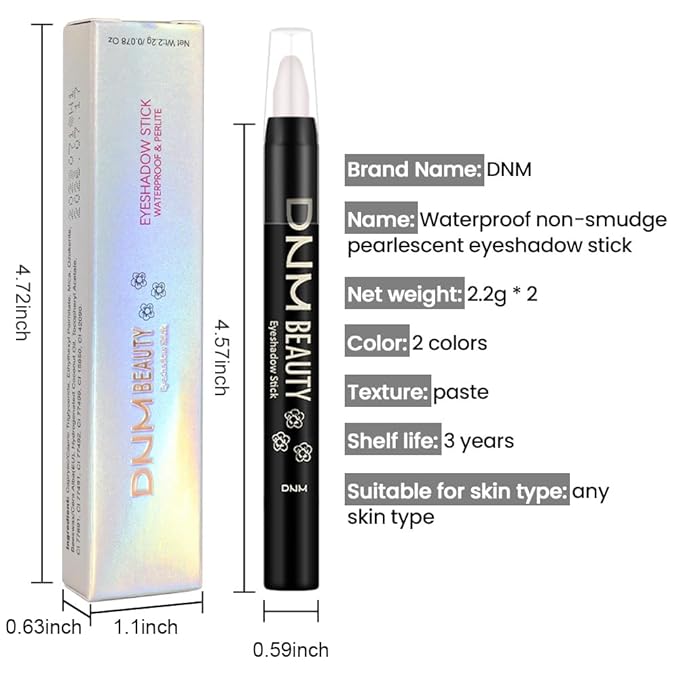 evpct 2Pcs Cream Eyeshadow Brightener Sticks Set for Eyes Waterproof, Champagne Shimmer & Pearl Shimmer Matte Metallic Eye shadow Stick Pencil Pen Bulk sombras en crema para ojos 17 +18