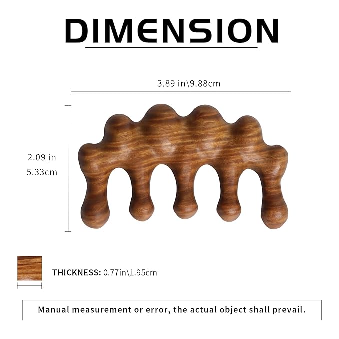 Natural Wood Wide Tooth Hair Comb Head Scalp Massage No Static Green Sandalwood Hair Pick Wooden Comb for Women Men Kids Hair Neck Hands Legs Caring Tool (Cute Hill), Brown