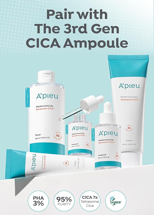 A'PIEU Madecassoside Tetrasome Cica Cream 4.06 fl oz | Calming, Hydrating Moisturizer for Redness, Sensitive Skin & Skin Barrier Support | Centella Asiatica + Madecassoside | Korean Skincare.