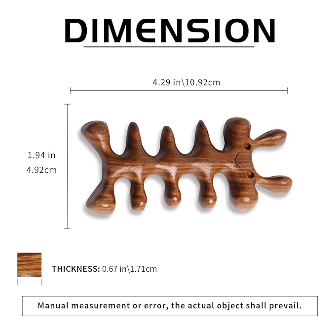 Frestyle Natural Wood Wide Tooth Hair Comb Head Scalp Massage No Static Green Sandalwood Hair Pick Wooden Comb for Women Men Kids Hair Neck Hands Legs Caring Tool (Cute Insect), Brown