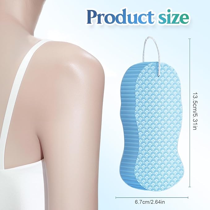 Magic Exfoliating Bath Sponge, 2025 New Super Soft Exfoliating Bath Sponge, 3D Magic Exfoliating Body Scrubber, Shower Sponges for Body Removes Dead Skin (Pink Blue)