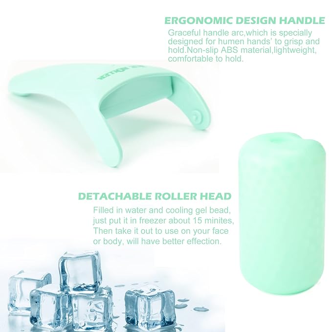 2 Pack Ice Roller for Face and Body Massage, Facial Roller Skin Care Tool for Reduce Wrinkles and Puffiness, Migraine Pain Relief and Skin Tighten, Cold Therapy for Cooling and Calming.(Pink+Green)
