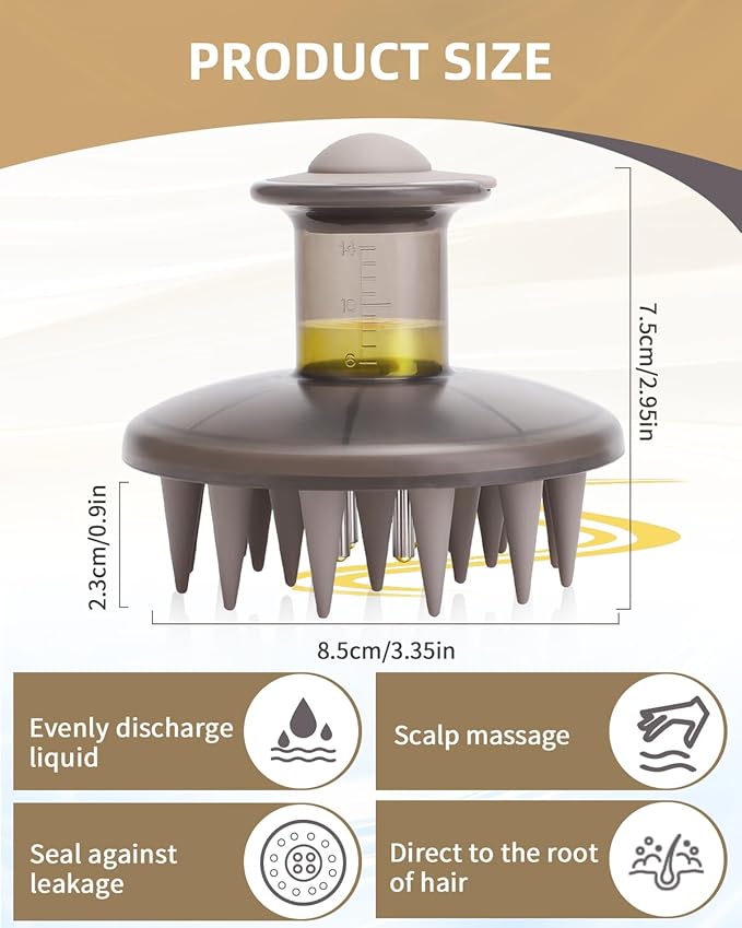 Hair Oil Applicator Brush, Scalp Oil Applicator Hair Oil Dispenser Hair Growth Oil Comb with Silicon Massage TeethScalp Oil Applicator for Scalp Hair Oiling Applicator with Massage Balls