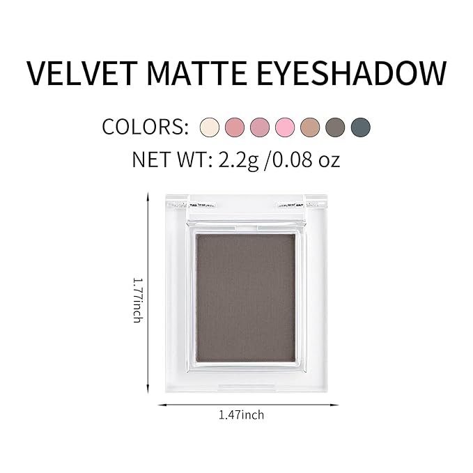 Erinde Single Matte Eyeshadow Palette, Velvet Eye Shadow Compact Powder Natural Makeup, Long-Lasting Eye Makeup, Ultra-Blendable, Pigmented Color, Vegan Formula, H16 Black Coffee
