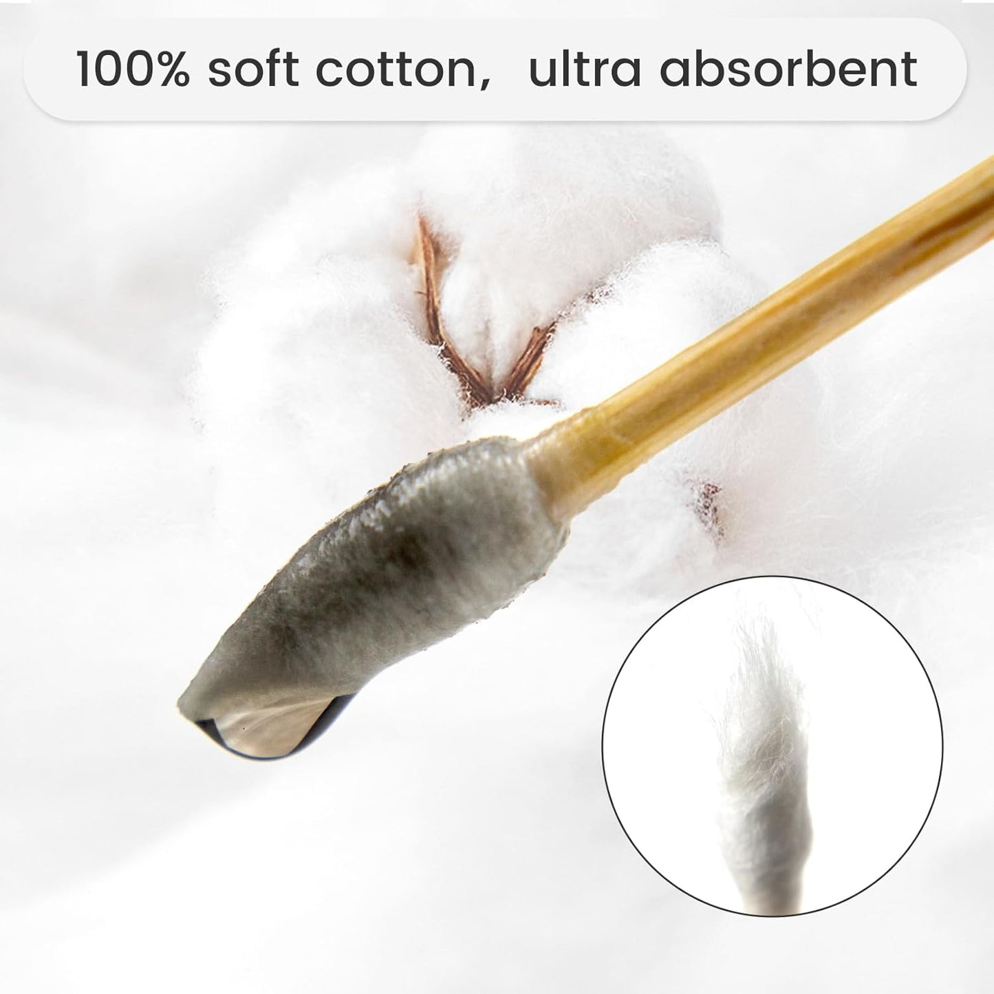 200 PCS 6-Inch Precision Gun Cleaning Swabs - Lint-Free Bamboo-Handle Cotton Swabs for Gun Cleaning, Makeup & Electronics