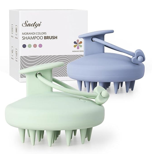 Sndyi Silicone Scalp Massager Shampoo Brush, Hair Scrubber with Soft Silicone Bristles, Scalp Scrubber/Exfoliator for Dandruff Removal, Wet Dry Scalp Brush for Hair Growth & Scalp Care