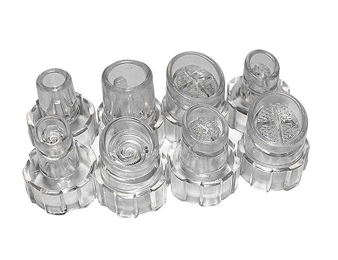 Elitzia Plastic Hydro Dermabrasion Microderma Heads Hydro Facial Aqua Peel Tips Water Peeling Caps Facial Care Skin Cleaning Tool Beauty Machine Replacement Spare Parts 8pcs Per Set(Transparent)