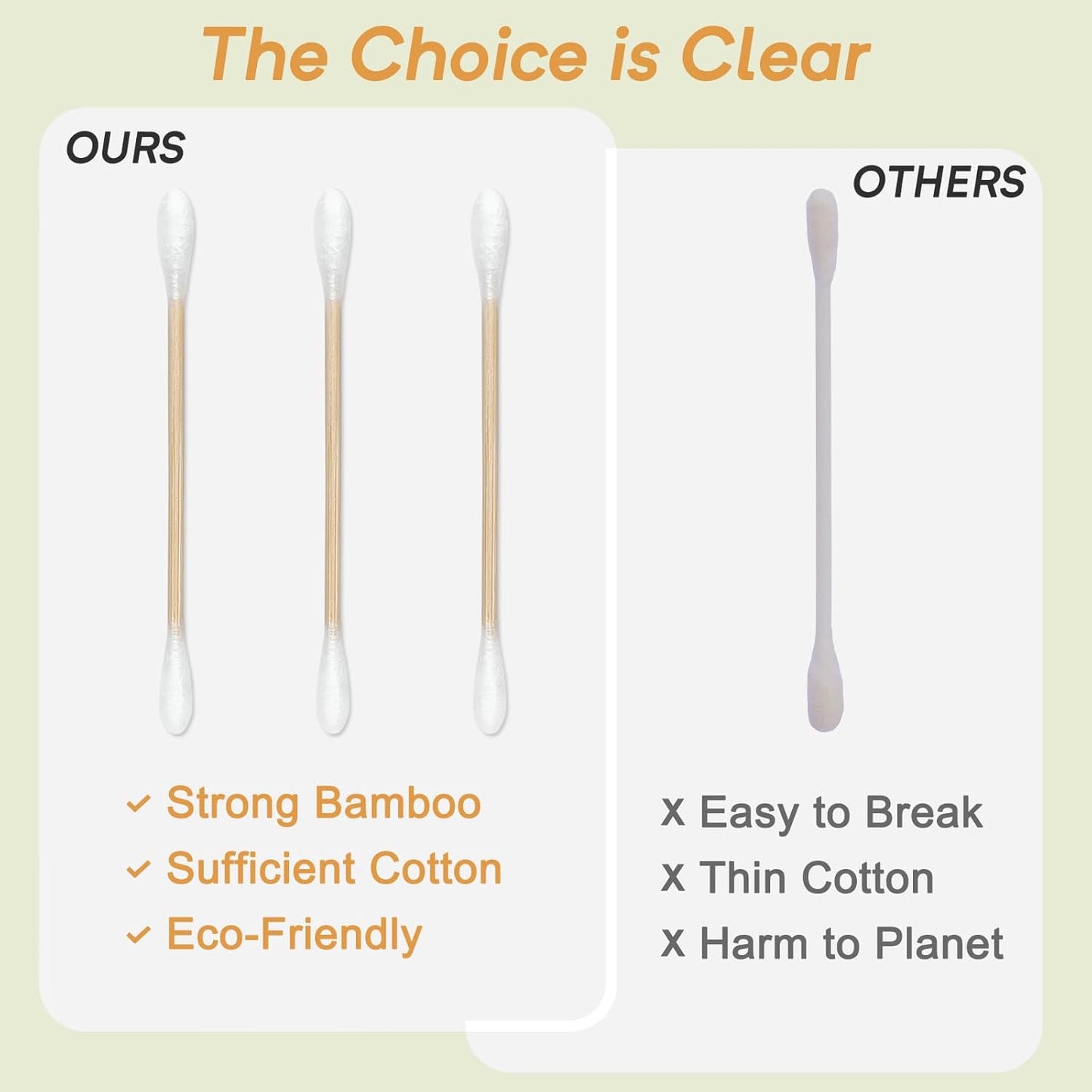 Bamboo Cotton Swabs 1000 Count in Storage Box, Double-Tipped Organic Cotton Buds with Durable Bamboo Sticks, for Makeup, Ear Care, Cleaning, Crafts