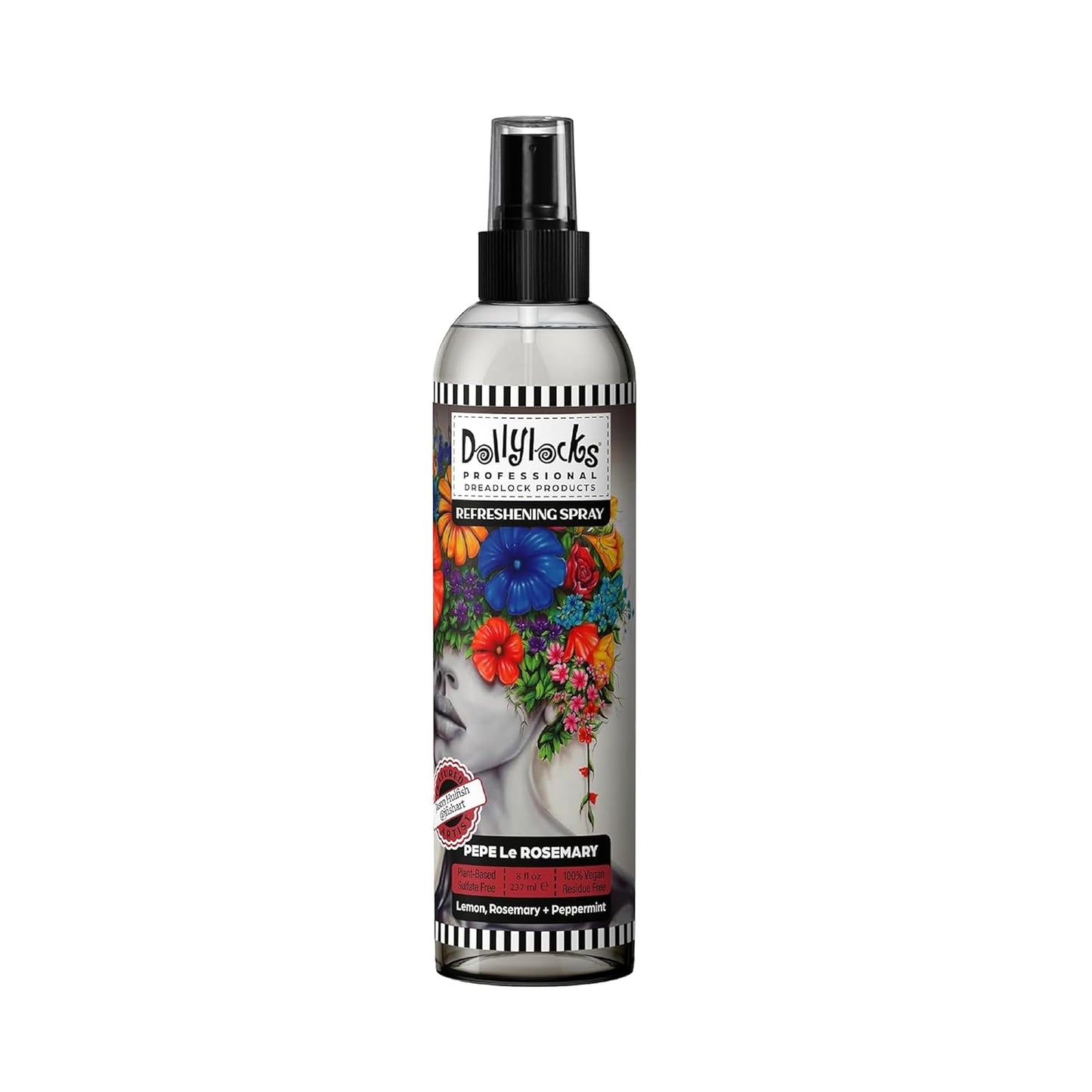 Dollylocks Dreadlock Refreshening Spray for Locs - Pepe Le Rosemary, Peppermint Lemon and Rosemary Scent - Residue-free and Sulfate-free Loc and Scalp Refreshing Spray for Dreadlocks, 8oz