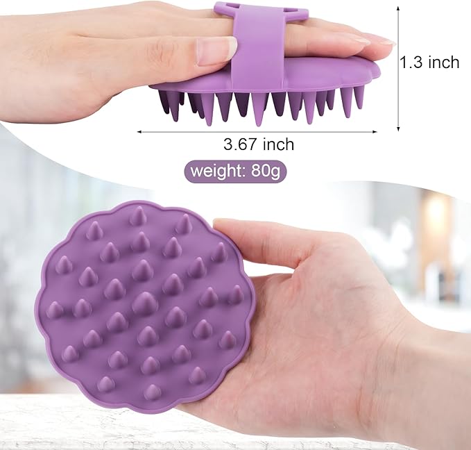 Scalp Massager Hair Growth, Scalp Scrubber Wiht Silicone Bristles, Head Massager Scalp, Wet Dry Hair Care Scalp Scrub for Women Man (Purple)