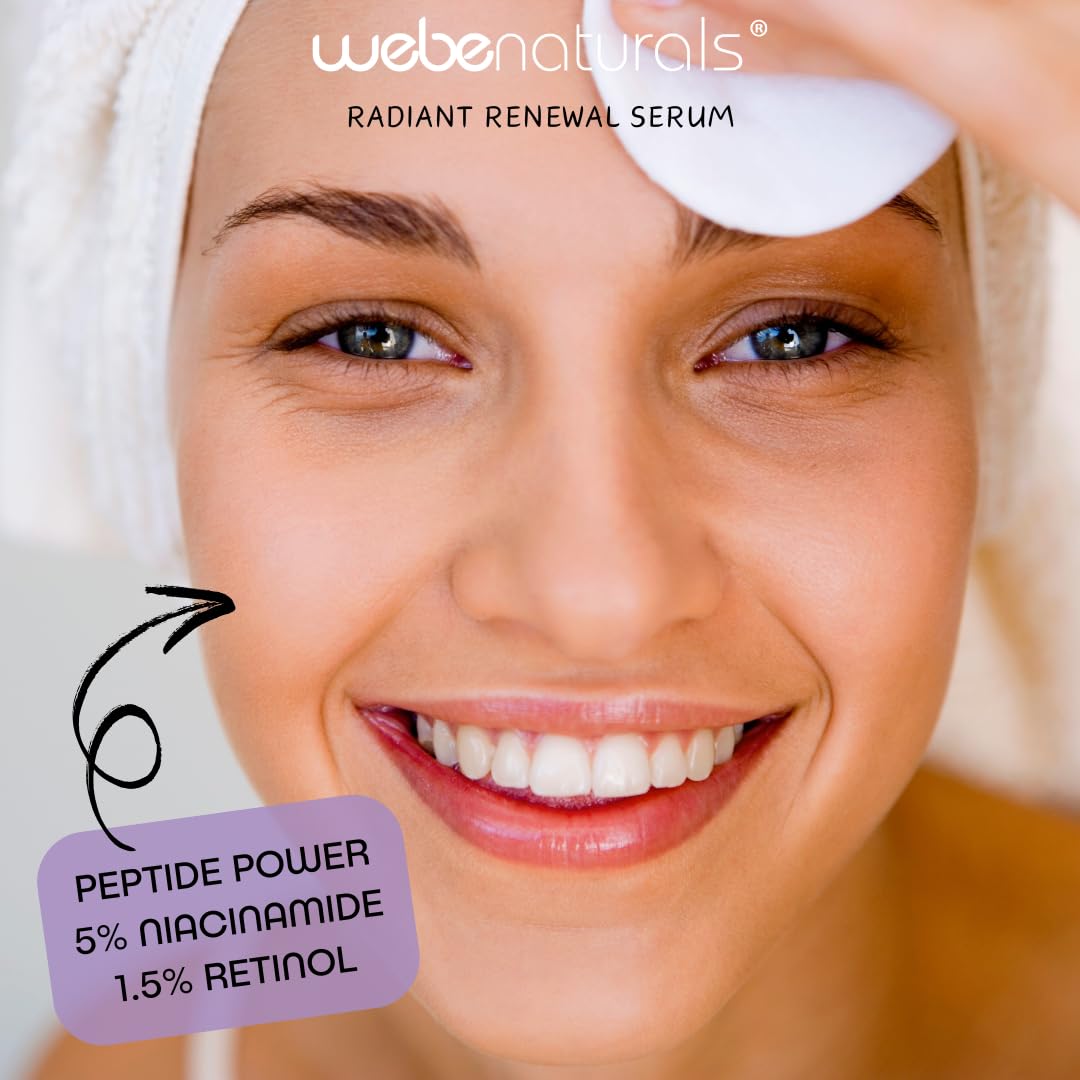 WEBE Naturals Snail Mucin Retinol 1.5% Radiant Renewal Serum | Niacinamide 5%, Vitamin C, Peptide Booster, Hyaluronic Acid & Zinc PCA | Anti-Aging Plumping Intense Moisture Lock, Glowing Smooth Skin