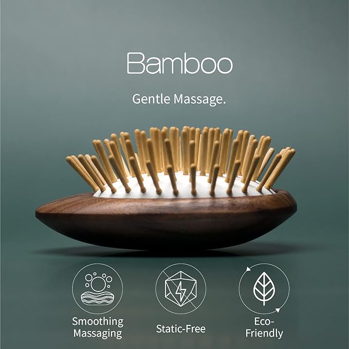 Uffy Acubrusher – Bamboo Bristle Gua Sha Hair Brush - Ergonomic Scalp Massager for Dandruff & Hair Growth, Suitable for All Hair Types - Ideal Gift for Mom in Beech Wood