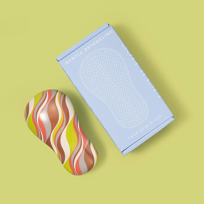 Hand Grip Brush, Gentle Detangling, Detangler Hair Brush for All Hair Types. For use on Wet or Dry Hair (Colorful Stripe)