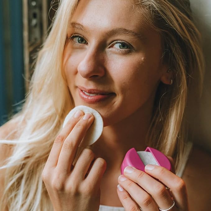 LastRound Reusable Makeup Remover Pads - 7 Washable Eco-Friendly Reusable Cotton Rounds for Face - Sustainable & Soft Cotton Face Pads for Facial Cleansing & Eye Makeup Removal - Travel Storage Case