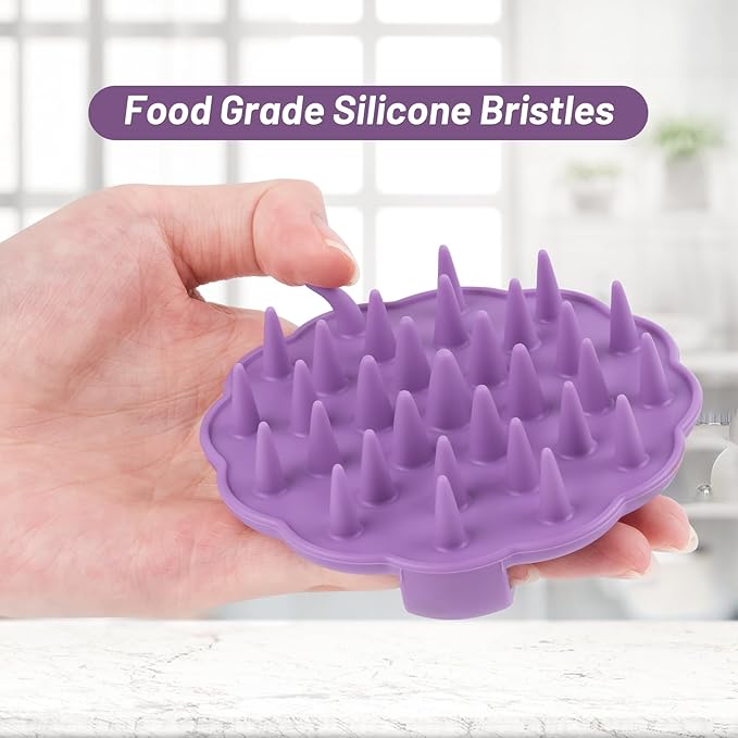 Scalp Massager Hair Growth, Scalp Scrubber Wiht Silicone Bristles, Head Massager Scalp, Wet Dry Hair Care Scalp Scrub for Women Man (Purple)