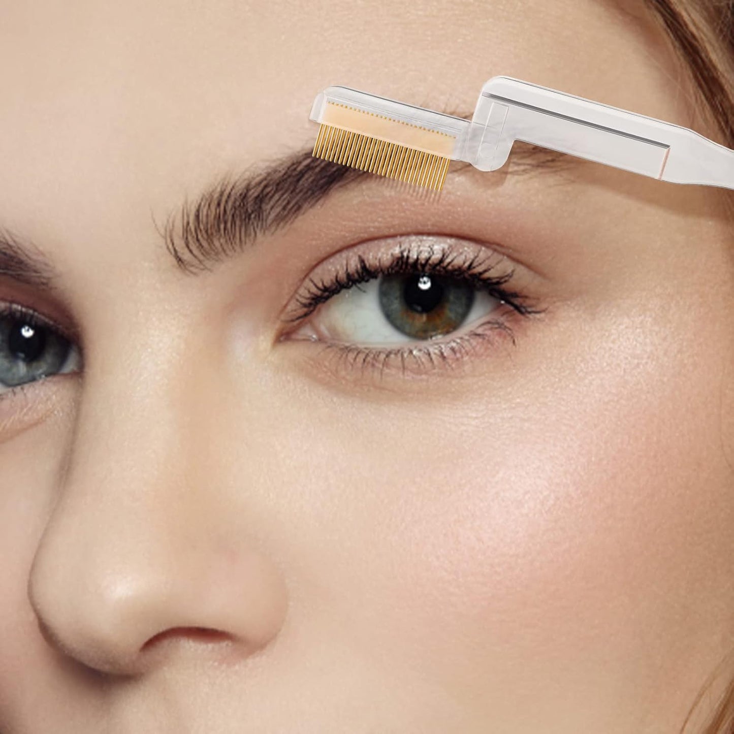 G2PLUS 2PCS Folding Eyelash Comb, Eyelash Separator Tool, White Eyebrow Comb Metal Teeth, Eyelash Brush Tool for Lash & Brow