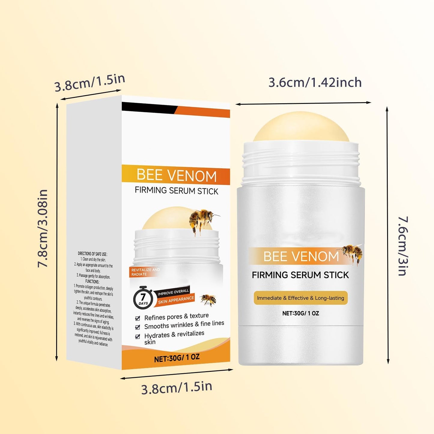 Bee Venom Firming Serum Stick 30g, Bee Venom Wrinkle Removal Serum Stick, Firming & Wrinkle-Reducing Cream, Hydrates & Nourishes Skin Firming Cream For Face and Body