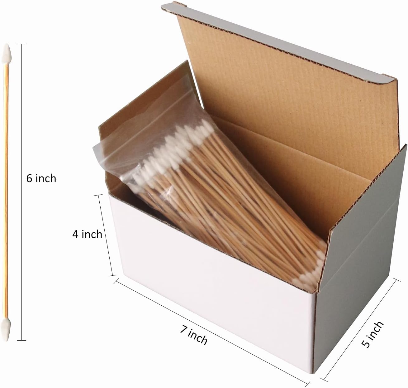 Gun Cleaning Swabs, Dual - Ends Tips, 6 Inch Gun Cleaning Supplies, Long Cotton Swabs with Bamboo Sticks in A Storage Case for Gun Cleaning and Maintenance