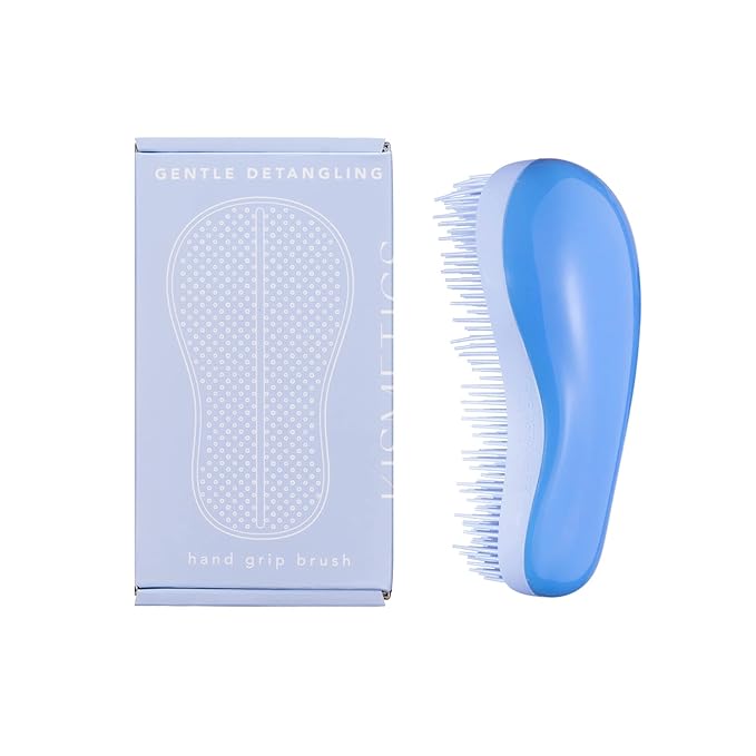 Hand Grip Brush, Gentle Detangling, Detangler Hair Brush for All Hair Types. For use on Wet or Dry Hair (Blue)