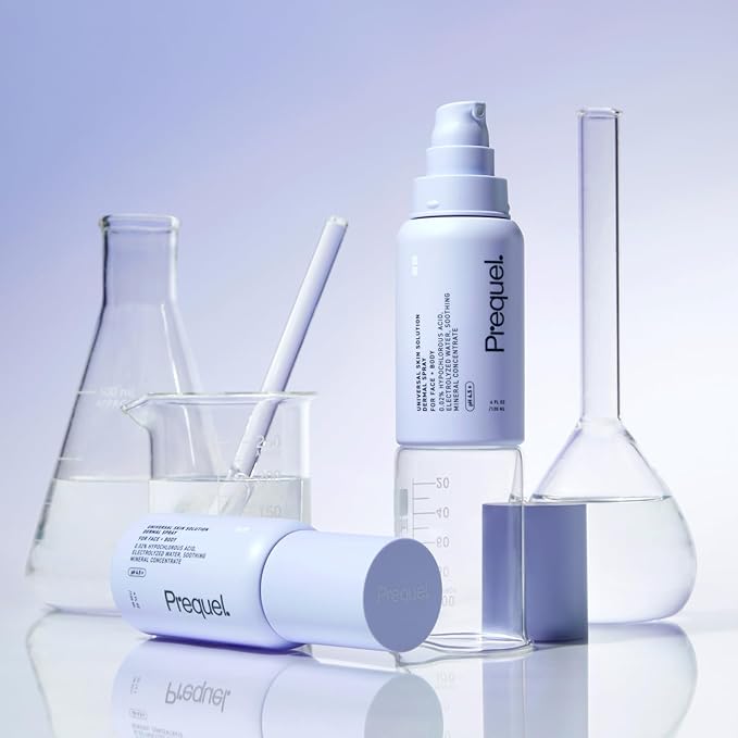 Prequel Skin Universal Skin Solution Hypochlorous Acid Spray for Face and Body. Fine Mist HOCL Facial Cleanser and Dermal Spray with Minerals & Electrolyzed Water - pH-Stabilized Care. 4oz