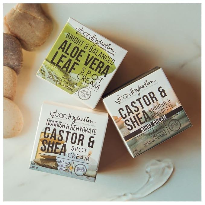 Urban Hydration Nourish and Rehydrate Castor and Shea Night Cream | Helps with Acne, Detoxes, Refreshes and Smooths Skin Overnight, Anti-Aging Benefits For All Skin Types | 2 Fl Ounces