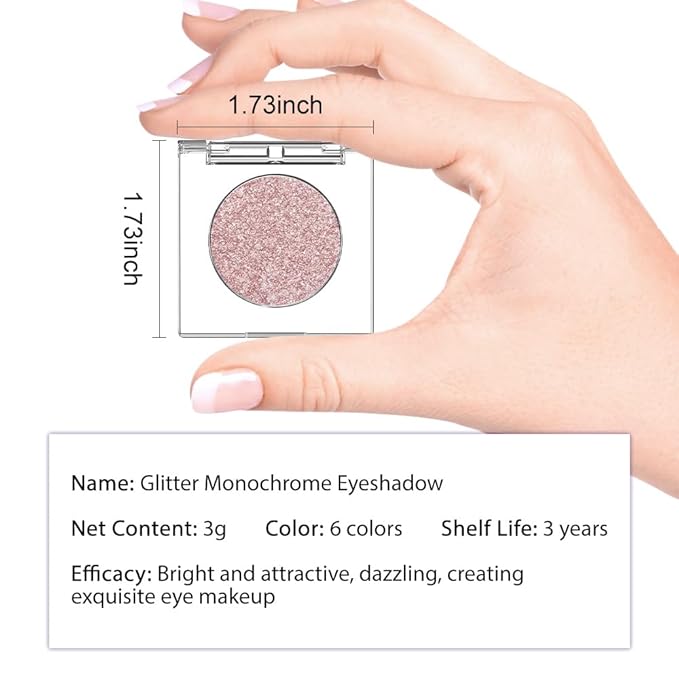 Monochrome Pressed Eyeshadow, Waterproof Neutral Powde Mini Shimmer Rose Gold Pink Eyeshadow, sombras para ojos, Talc, Paraben & Cruelty Free (H05#Shimmer Rose Gold Pink)
