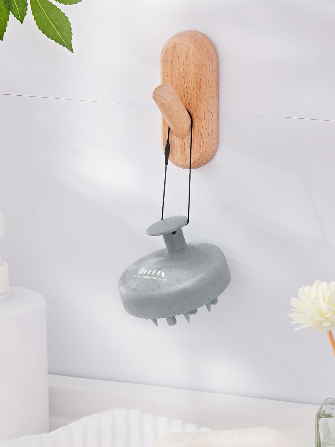 HEETA Hair Scalp Massager for Hair Growth, Shampoo Brush, Scalp Scrubber Exfoliator with Soft Silicone Bristles for Dandruff Removal to Relieve Stress, Wet Dry Use Updated Material, Grey