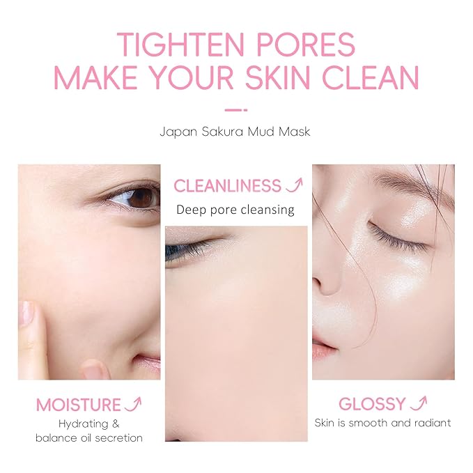 Sakura Face Mask Stick, Deep Cleanse Mask For Acne & Oily Skin, Dead Sea Mud Mask Stick For Face Deep Pore Cleansing Exfoliating, Travel Clay Mask For Pores, Oil Control Facial Masks For Women
