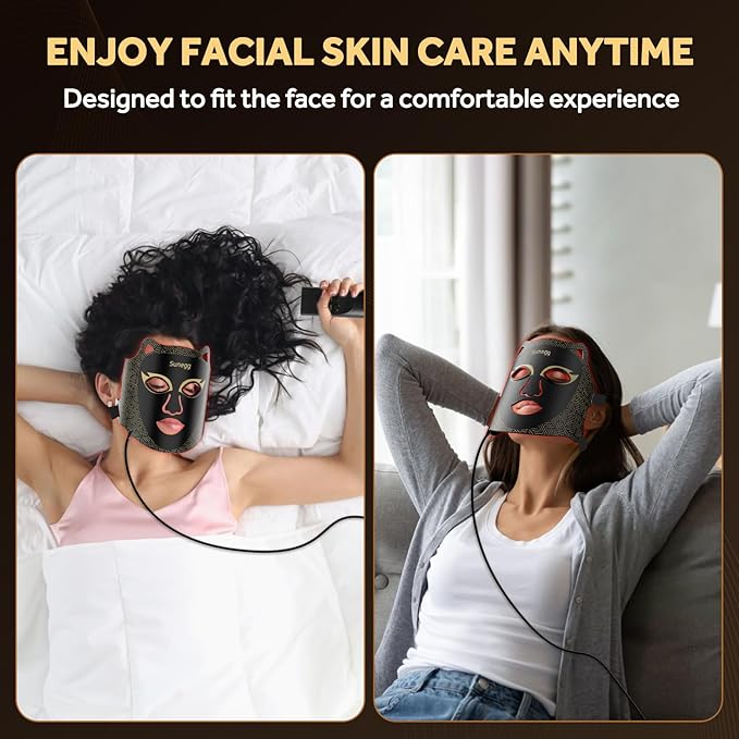 Sunegg Red Light Therapy for Face,LED Face Mask Light Therapy,Portable red Light Therapy mask for Home and Travel Skin Care