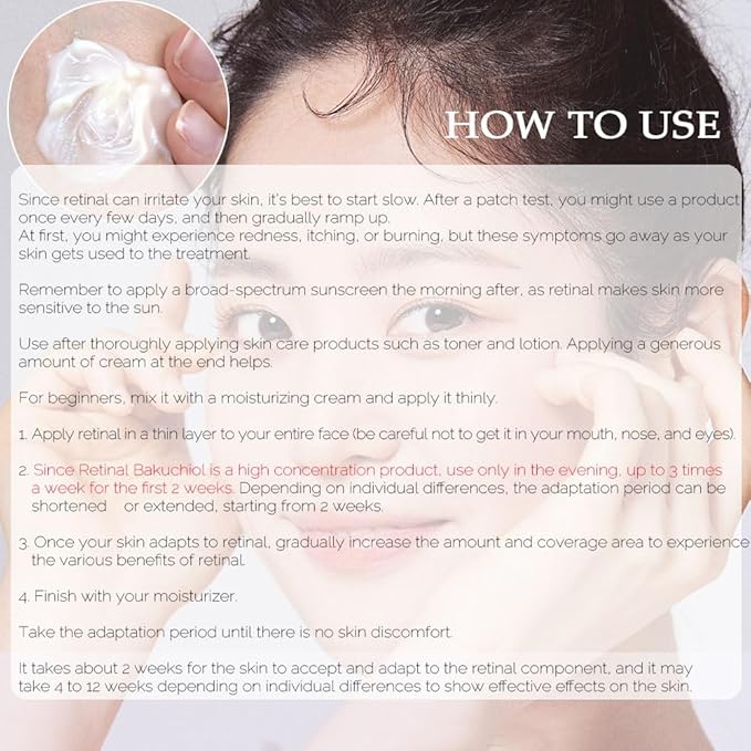 Retinal Bakuchiol At-home Night Cream Moisturizer for Face | Reduce Wrinkles & Fine lines, Elasticity, Tone-up, Anti-aging, Centella Asiatica Extract 30%, Retinal 1,000 ppm (30g)