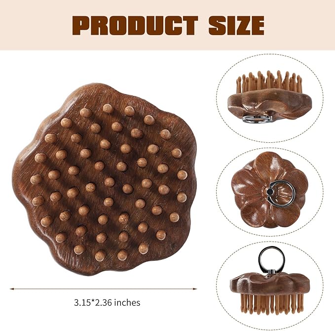 61-Tooth Wooden Scalp Massager, Bamboo Brush for Hair Growth, Sandalwood Comb for Body Relief, Suitable for Meridian Massage and Scraping Therapy