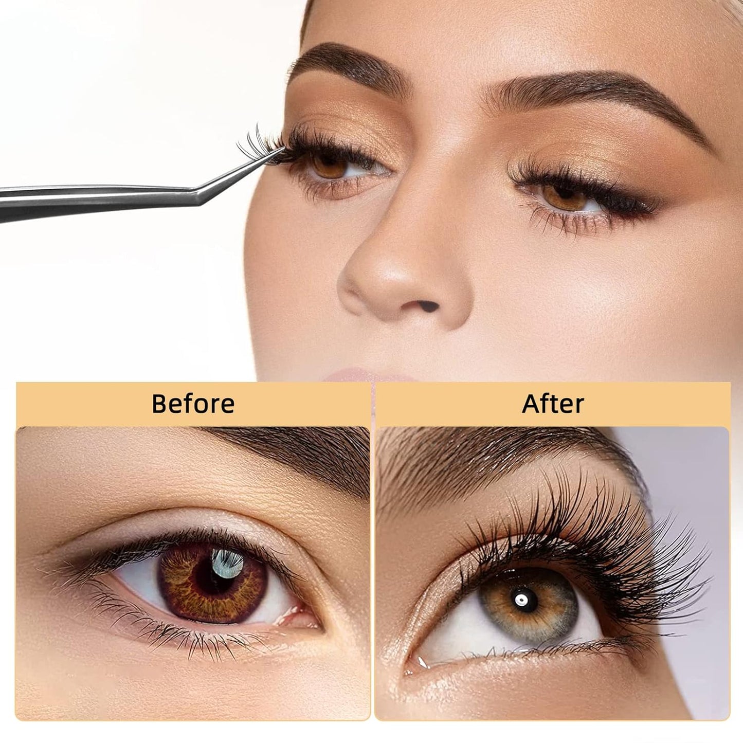 QUEWEL Cluster Lashes 240Pcs Individual Lashes 10D 0.10C Curl 16mm Knot-Free Lash Extensions Clusters Lashes Soft&Natural False Eyelashes Individual DIY Eyelash Extension at Home(10D 0.10C 16)