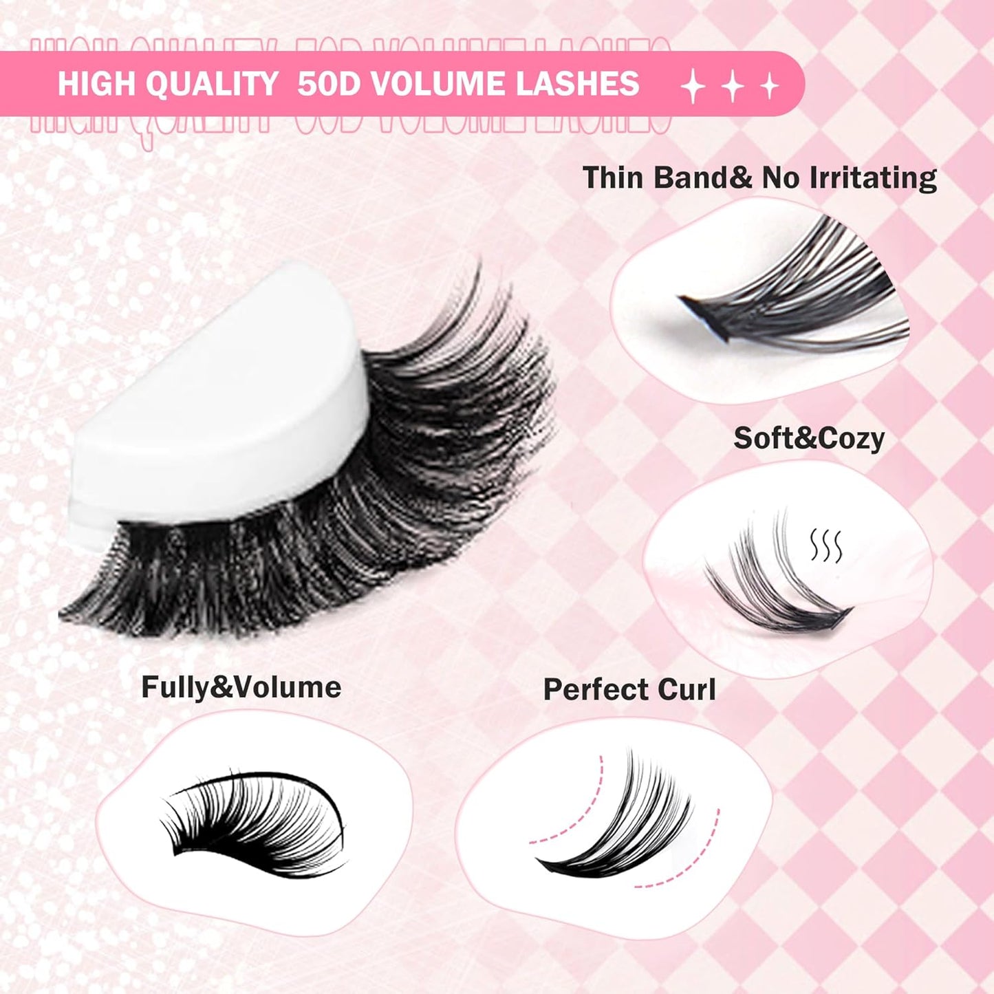 GAQQI Lash Clusters 320Pcs Individual Lashes 50D Mixed 9-16mm Eyelash Clusters C Curl Lash Clusters Look Like Mink Eyelash Extensions Thin Band Soft to Use Self Application(50D-CMIX)