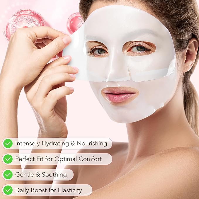 Collagen Face Mask - Collagen Real Deep Mask - Deep Collagen Overnight Mask for elasticity, firming, and moisturizing - 4 Packs