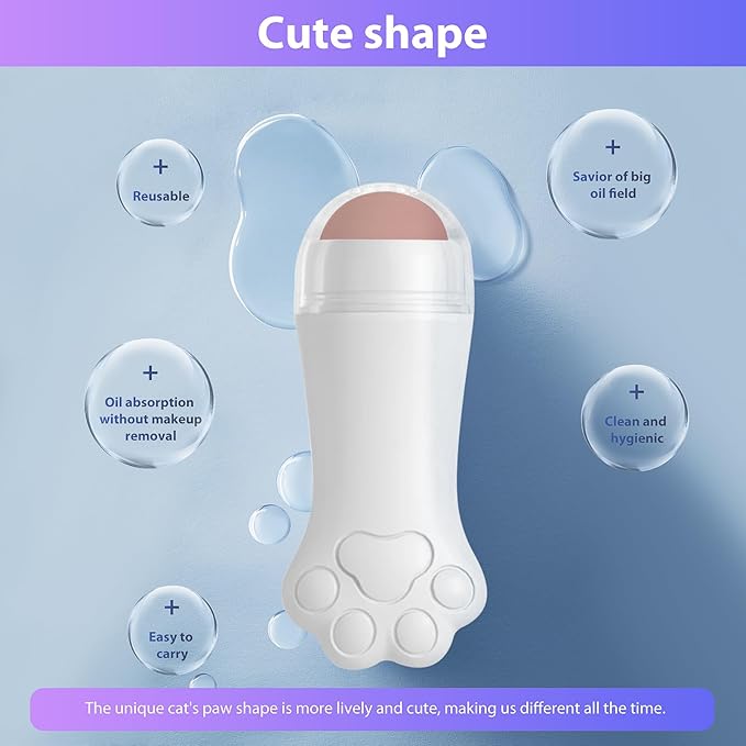 Face Roller Oily Skin Oil Absorbing Massage Tool, Natural Volcanic Stone Reusable Facial Skin Care Tool 2 Packs,Easy to Carry, Control The Oiliness of The face (White)