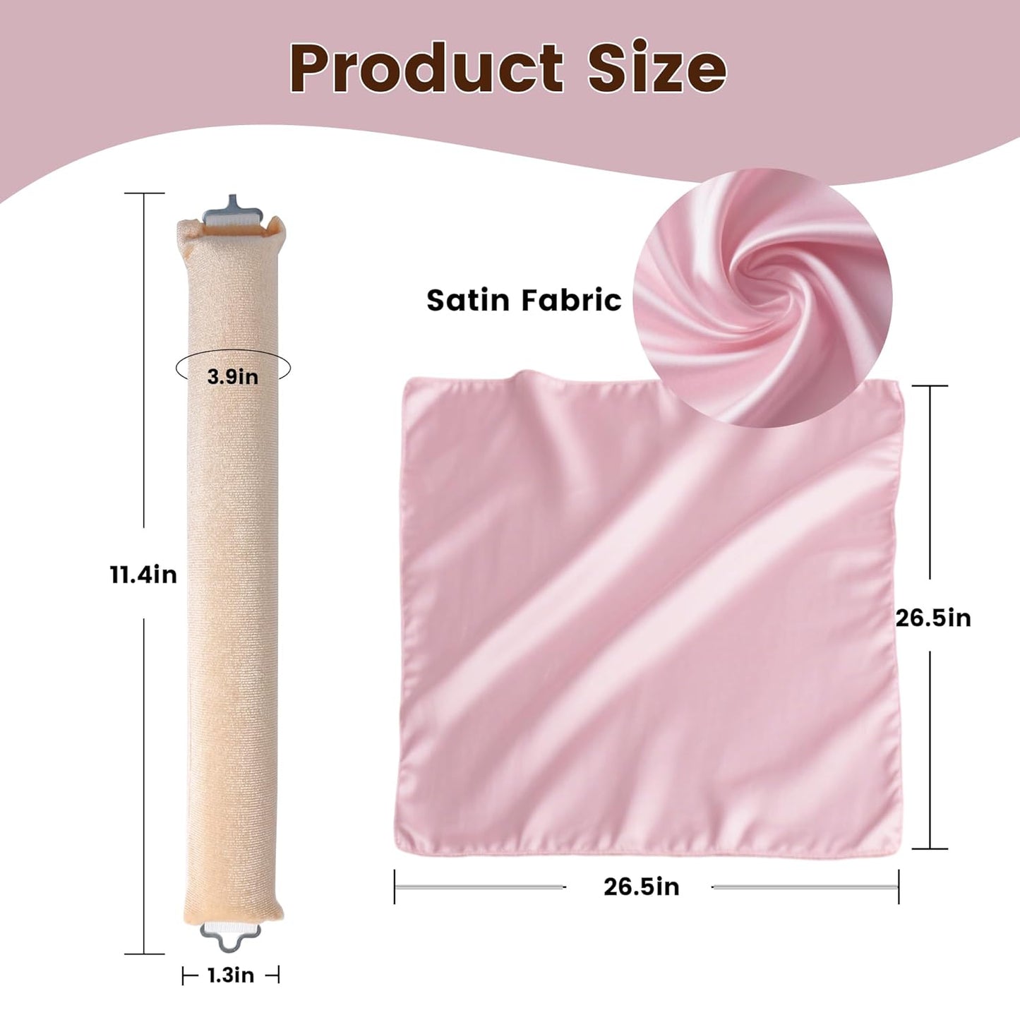 Heatless Curls Overnight Hair Curler - 4 Pcs Curling Rod to Sleep In, Satin Flexi Rods for All Hair Types,Velvet Rollers with Satin Scarf Girl's gift