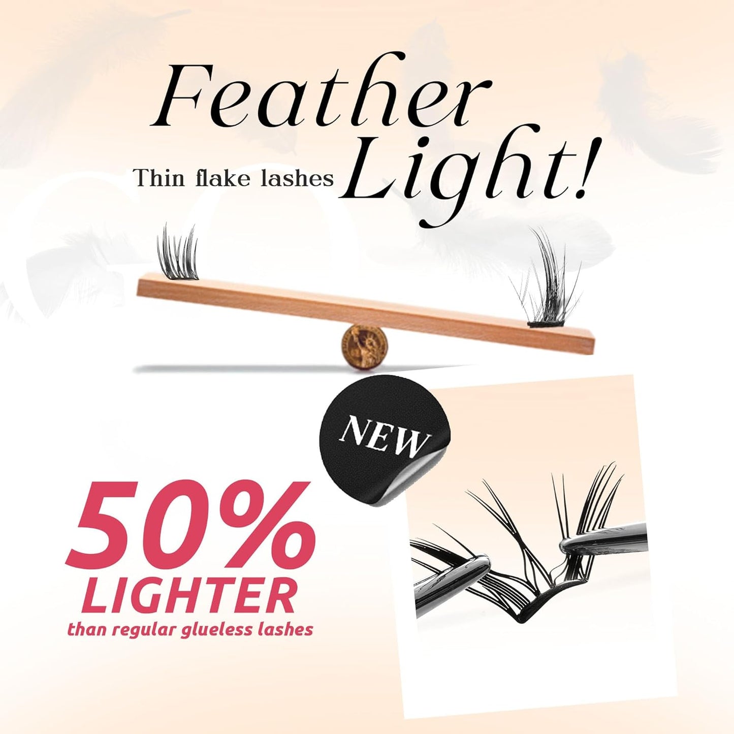 GAQQI Self Adhesive Lash Clusters, Pre Glued Eyelashes 10-14mm Wispy Cluster Lashes, Press On No Glue False Eyelashes, Strong Adhesive & Reusable Glueless(PG4)