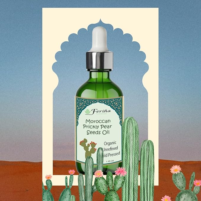 FERIHA Prickly Pear Seed Oil for Face – 100% Organic Moroccan Cactus Oil, Natural Facial Treatment from the Sahara Desert