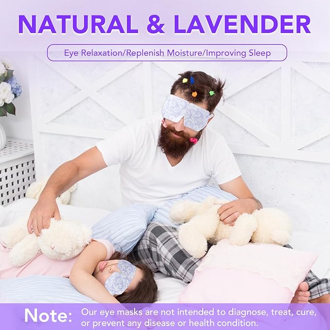 XPCARE 48 Pack Steam Eye Masks for Dry Eyes, Self Heated Steam Warm Eye Mask, Disposable Heated Eye Mask for Dark Circles, Puffy Eyes, Relief Stress Eye Fatigue(Lavender)